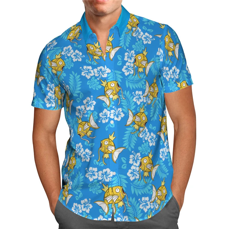 Retro Pokémon Hawaiian Shirt Collection – Magikarp, Eeveelutions, Charizard, & Gengar Designs!