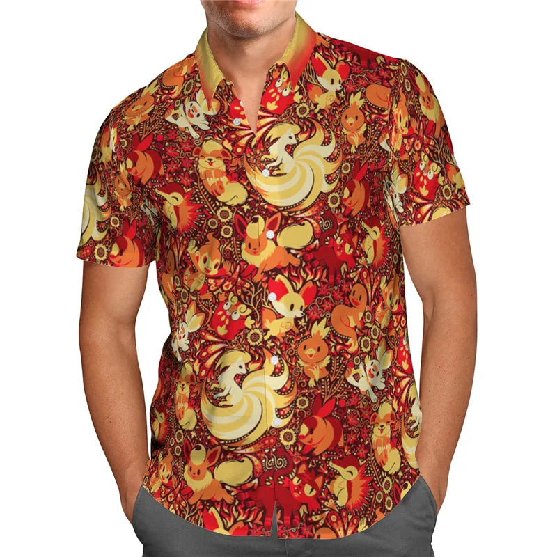 Retro Pokémon Hawaiian Shirt Collection – Magikarp, Eeveelutions, Charizard, & Gengar Designs!