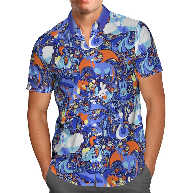 Retro Pokémon Hawaiian Shirt Collection – Magikarp, Eeveelutions, Charizard, & Gengar Designs!